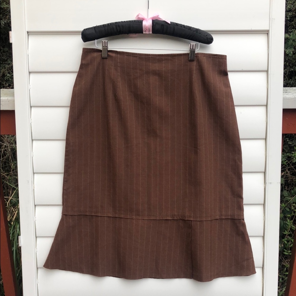 J. Jill Brown Knee-Length Ruffled Pencil Skirt